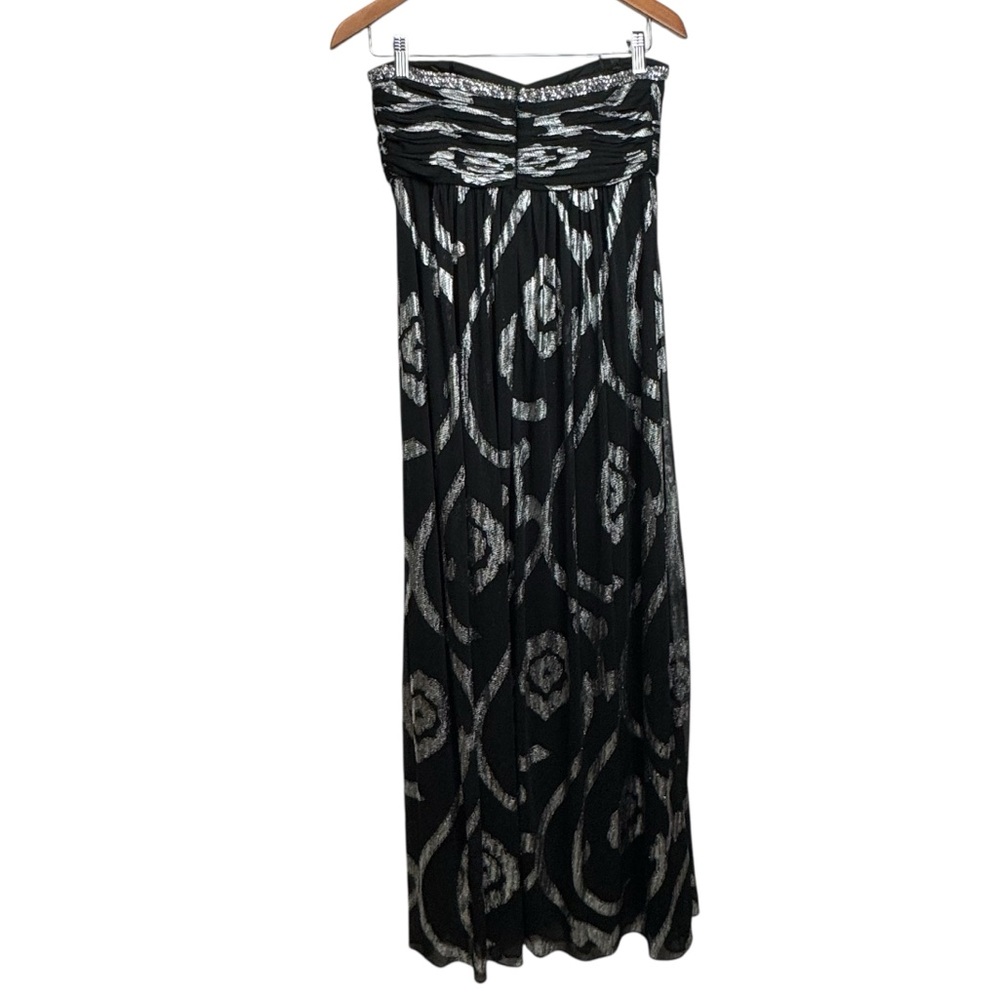 Oleg Cassini Elegant Black and White Strapless‎ Maxi Dress - Picture 5 of 10